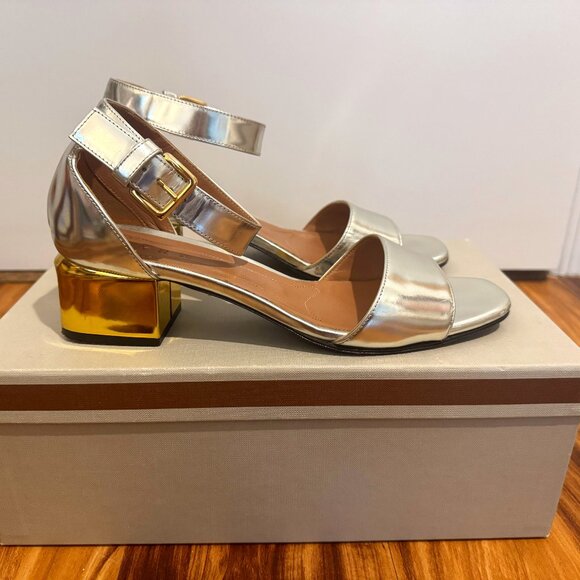 Marni, 38.5, Silver + Gold Sandal - Picture 1 of 8